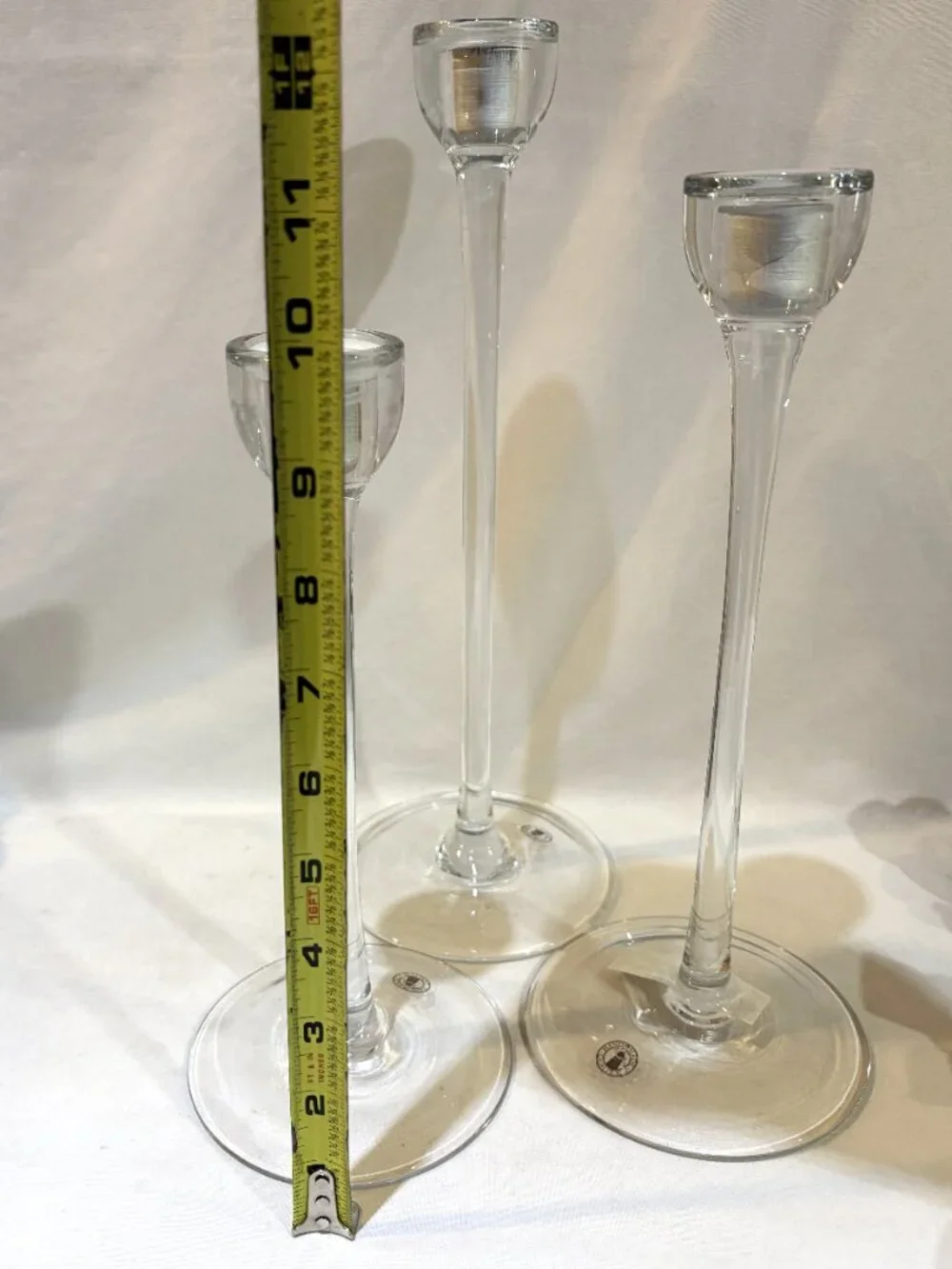 IKEA Blomster Candlestick Holder Set of 3 VTG 1999 Hand Made Quality Glass